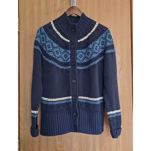L.L. Bean Signature Fair Isle Nordic Cardigan - Picture 1 of 9